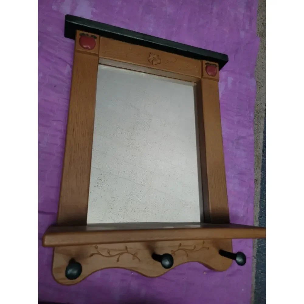 Vintage Cottage Core Country Apple Mirror Shelf Apple Motif USA 70s 80s